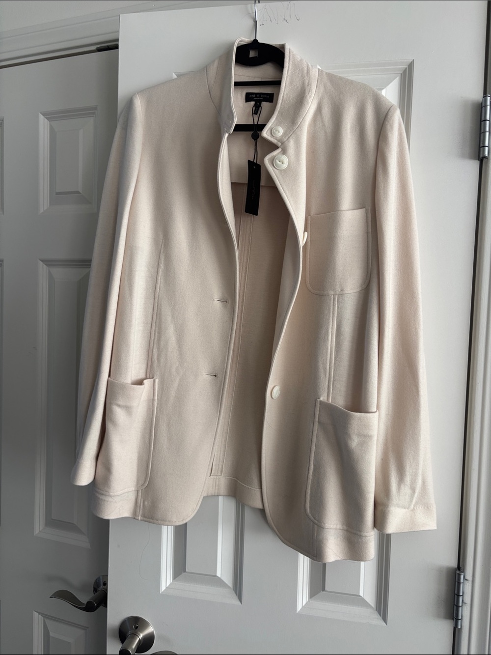 Rag and Bone Soft Cream Stand-Collar Slade wool blazer size 14 no smoke nwt